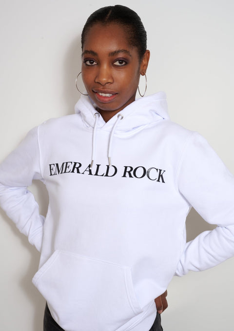 HOODIE WHITE EMERALD ROCK / UNISEX