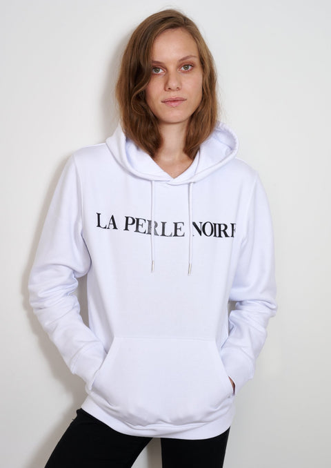 HOODIE WHITE LA PERLE NOIRE  / UNISEX