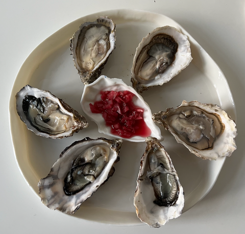 HOUSE OF OYSTERS HANDMADE MONT BLANC PORZELLAN AUSTERNTELLER GROSS